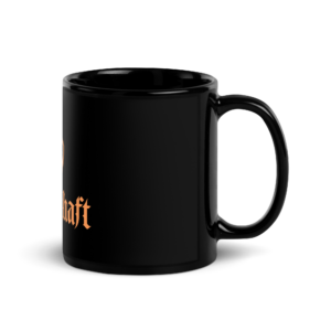 Schwarze Tasse mit Sagenhaft Logo