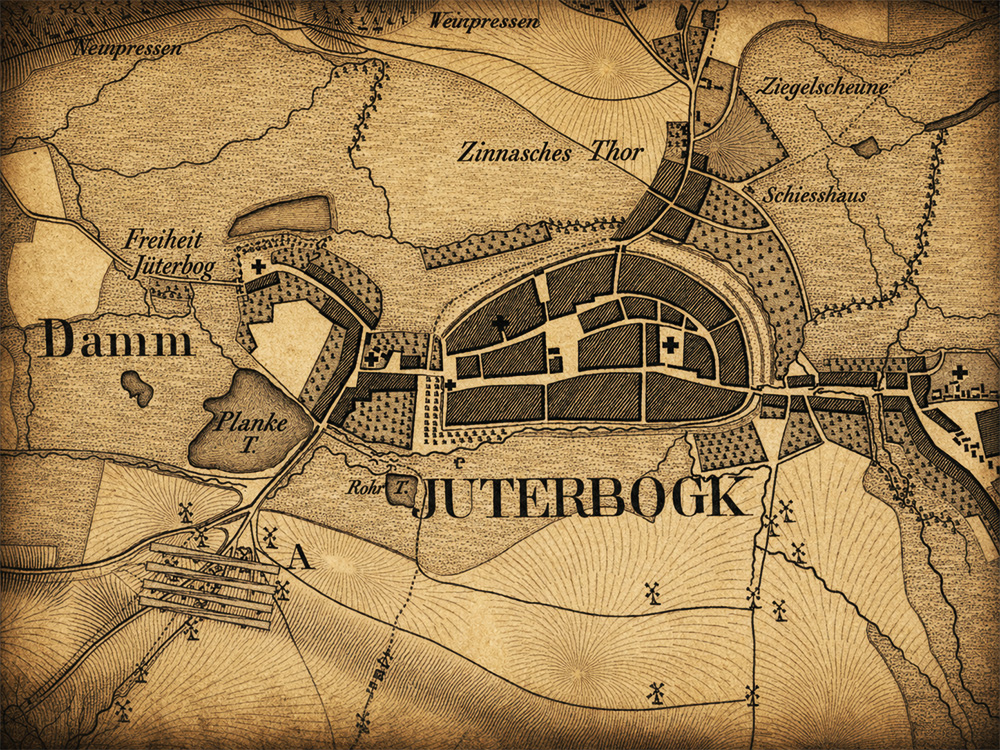 Historische Karte von Jüterbog